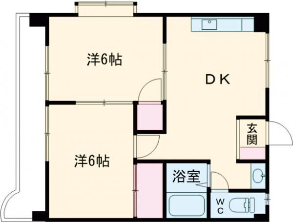 レジデンス華(2DK/1階)の間取り写真