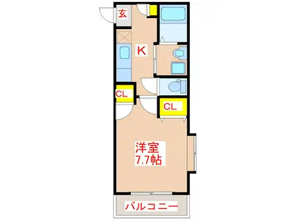 ALL BLUE(1K/2階)の間取り写真