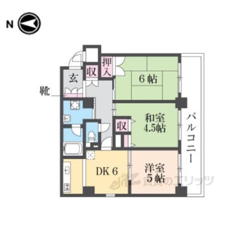 ライオンズマンション御池通(3DK/9階)の間取り写真