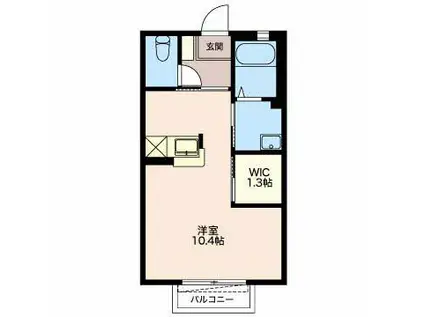 くるまざか(ワンルーム/2階)の間取り写真