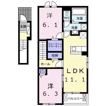 リアン寿B(2LDK/2階)の間取り写真