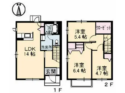 シャトー・N(3LDK/1階)の間取り写真