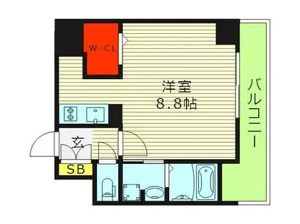 ララプレイス ザ・京橋ステラ(1K/7階)の間取り写真