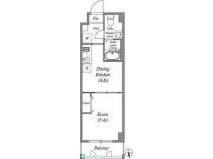 ペアパレス六町環七北通(1DK/1階)の間取り写真