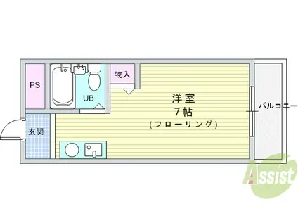 プレミアムYT(ワンルーム/3階)の間取り写真