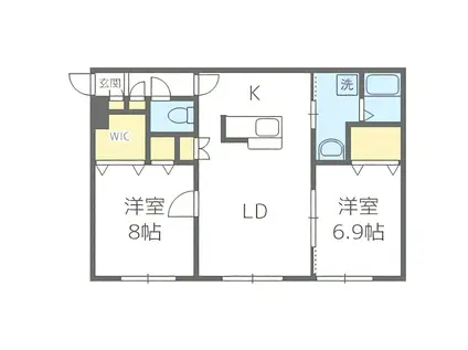 CHOUCHOU北郷57(2LDK/2階)の間取り写真