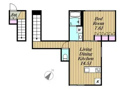 フェリージュ表参道(1LDK/2階)の間取り写真