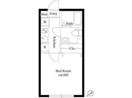 ブランノワール一之江(1K/2階)の間取り写真