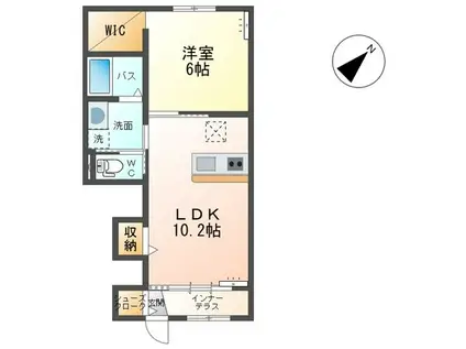 リヴェール(1LDK/1階)の間取り写真