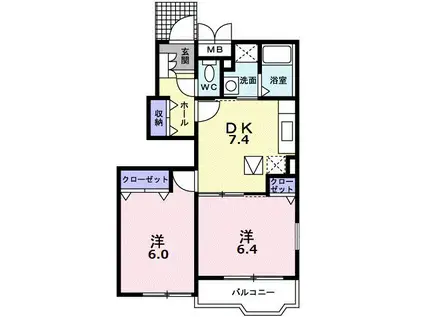 ガーデンハウス月代A(2DK/1階)の間取り写真