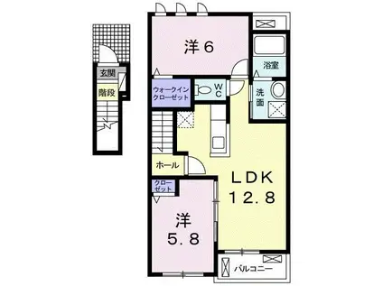 メゾン・エトワールVI(2LDK/2階)の間取り写真