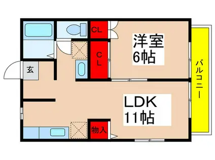 ベルグランK(1LDK/2階)の間取り写真