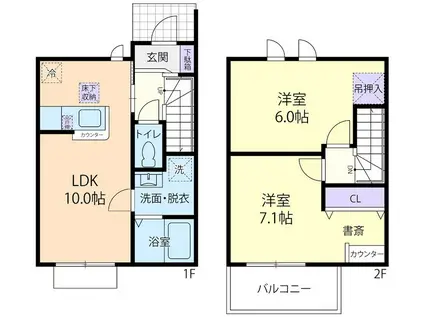 YUI HEIM赤見町(2LDK/1階)の間取り写真