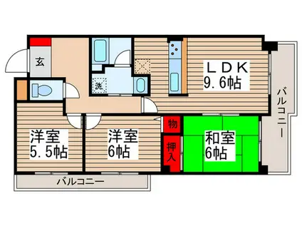 ソレイユ松戸(3LDK/3階)の間取り写真