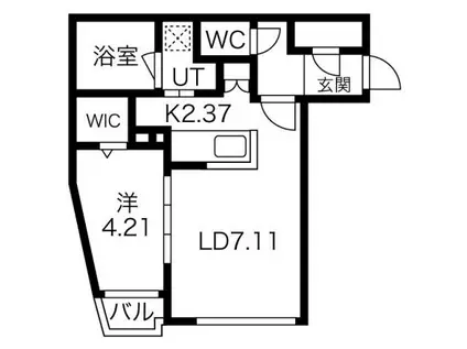 ベラルーチェ水車町(1LDK/2階)の間取り写真