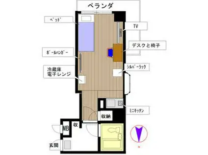 メゾン・ド・エスト(ワンルーム/6階)の間取り写真