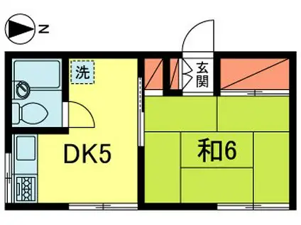 山口荘(1K/2階)の間取り写真