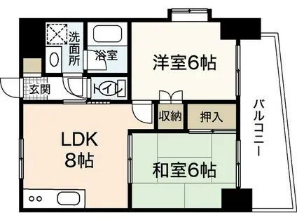 古市ザ・スカイ(2DK/3階)の間取り写真