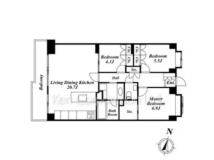 RUSSE学芸大学(3LDK/6階)の間取り写真
