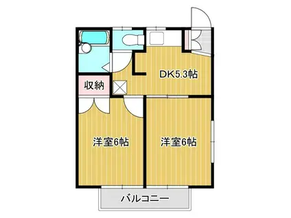クリエイト木更津第2(2DK/2階)の間取り写真