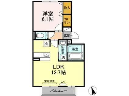 シャルムメゾン(1LDK/2階)の間取り写真