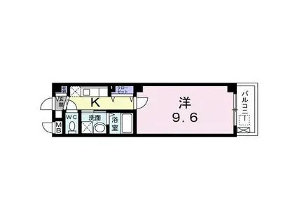 プラシード東難波(1K/1階)の間取り写真