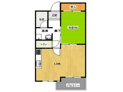 オークヒルズ北大阪(1LDK/7階)の間取り写真