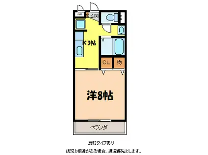 サープラス福岡(1K/2階)の間取り写真