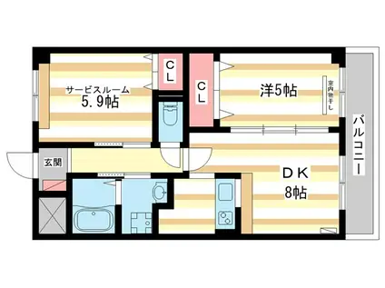 ドメール・セプト・エトワール東紀寺(1SDK/3階)の間取り写真