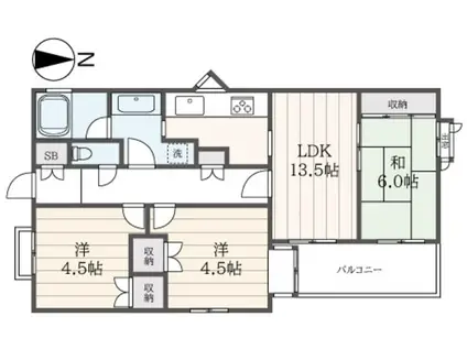 藤和ライブタウン東希望ヶ丘(3LDK/2階)の間取り写真