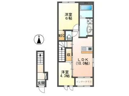 ポルトボヌール(2LDK/2階)の間取り写真