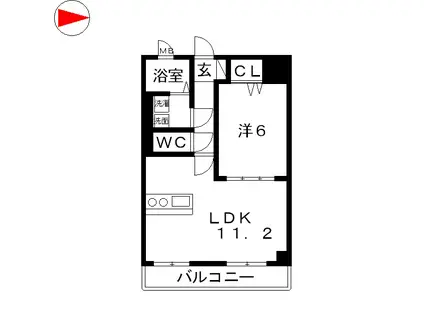 ミモザ千(1LDK/7階)の間取り写真