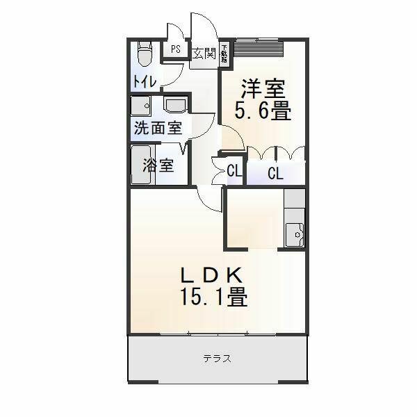 プロニティ(1LDK/1階)の間取り写真