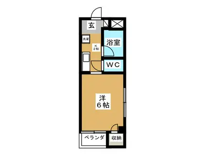 メゾンカゴミヤII(1K/2階)の間取り写真