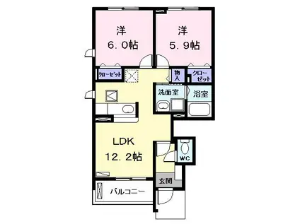 サンリット II(2LDK/1階)の間取り写真