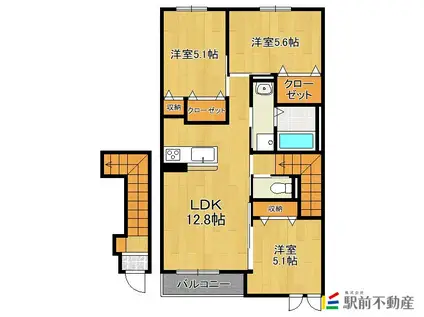 PADURE REGE(3LDK/2階)の間取り写真