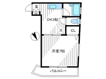 リバーストーン(1DK/2階)の間取り写真