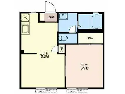 フレグランス杉山F(1LDK/1階)の間取り写真