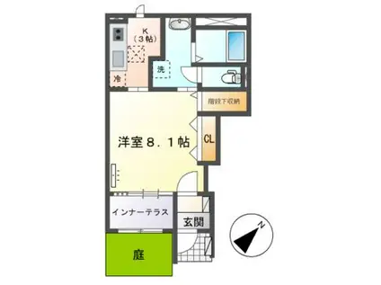 サンビラーゼウエスト(1K/1階)の間取り写真