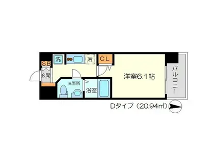 リッツ新大阪(1K/2階)の間取り写真