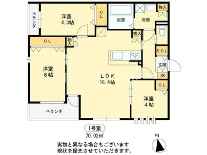八尾市小坂合町4丁目PROJECT(3LDK/2階)の間取り写真