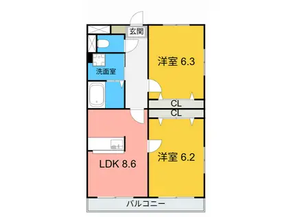 マーレ荘高浜(2DK/4階)の間取り写真