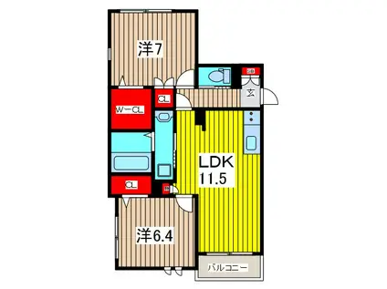 ORTHOSIA REVE1(2LDK/3階)の間取り写真