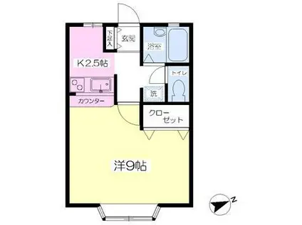 ハートフルプラザ(1K/2階)の間取り写真