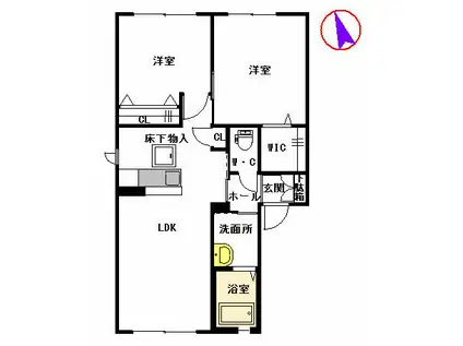 メゾンエスポワールB棟(2LDK/1階)の間取り写真