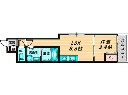 D PORTA HABITATION(1LDK/2階)の間取り写真