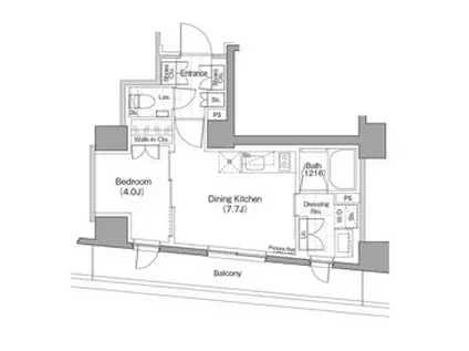ザ・パークハビオ新宿(1DK/6階)の間取り写真