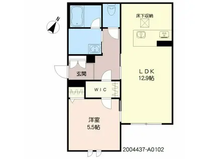 アトリエール宇宿(1LDK/1階)の間取り写真