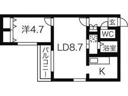 コムズ中の島(1LDK/3階)の間取り写真