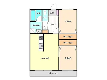 AOKI.BILD(2LDK/3階)の間取り写真